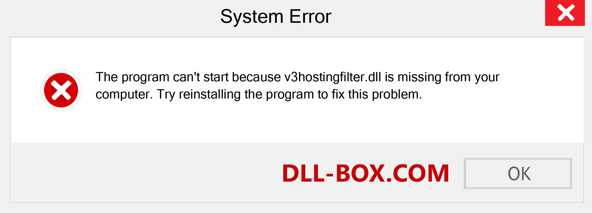  v3hostingfilter.dll file is missing?. Download for Windows 7, 8, 10 - Fix  v3hostingfilter dll Missing Error on Windows, photos, images